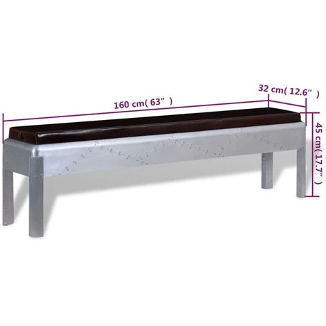 Banc D'entrée Cuir Véritable 160 X 32 X 45 Cm VidaXL 5 Banc D'entrée Cuir Véritable 160 X 32 X 45 Cm VidaXL – Image 3