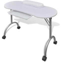 Nova Table Pliante Pour Manucure Avec Roues Et Tiroir Amovible Différentes Couleurs Table à Manucure Pliable Avec Roulettes Blanc Couleur : BLANCHE
