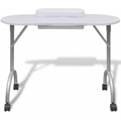 Nova Table Pliante Pour Manucure Avec Roues Et Tiroir Amovible Différentes Couleurs Table à Manucure Pliable Avec Roulettes Blanc Couleur : BLANCHE -Homcomes Boutique 57094529 3