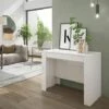 Table Console Extensible. 4 Extensions S'ouvrent Jusqu'à 237 Cm. Pour 10 Personnes. Couleur Blanc Brillant. Largeur : 90 Cm X Hauteur : 78 Cm X Profondeur Fermé : 51 Cm. -Homcomes Boutique 57596380 1