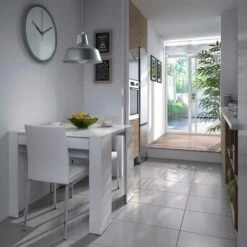 Table Console Extensible. 4 Extensions S'ouvrent Jusqu'à 237 Cm. Pour 10 Personnes. Couleur Blanc Brillant. Largeur : 90 Cm X Hauteur : 78 Cm X Profondeur Fermé : 51 Cm. -Homcomes Boutique 57596380 3