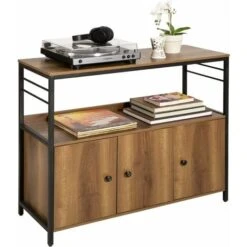 SoBuy FSB63-PF Buffet Meuble De Rangement Armoire Multi-rangements Avec 3 Portes, Pour Cuisine, Salle à Manger, Salon, Cadre En Acier Stable, Style Industriel