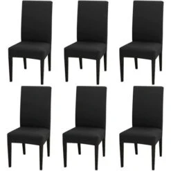Lot De 6 Housses De Chaise Extensibles Universelle - Moderne - Noir