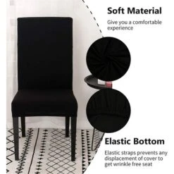 Lot De 6 Housses De Chaise Extensibles Universelle - Moderne - Noir -Homcomes Boutique 58078610 3