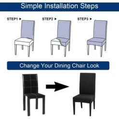 Lot De 6 Housses De Chaise Extensibles Universelle - Moderne - Noir -Homcomes Boutique 58078610 4