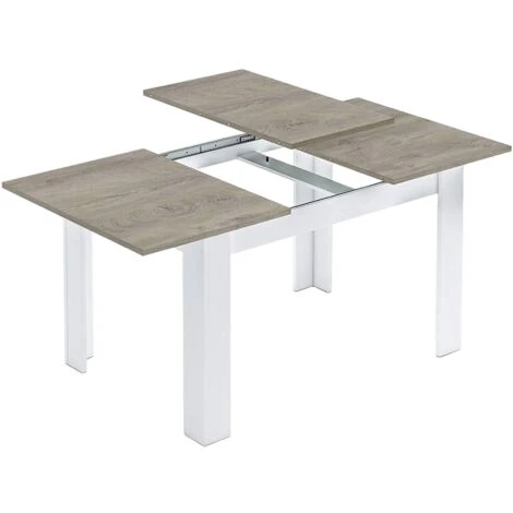 Table Extensible, Avec Structure Blanche Et étagère Couleur Chêne, Dimensions 140 X 78 X 90 Cm 4 Table Extensible, Avec Structure Blanche Et étagère Couleur Chêne, Dimensions 140 X 78 X 90 Cm – Image 2