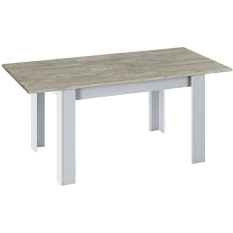 Table Extensible, Avec Structure Blanche Et étagère Couleur Chêne, Dimensions 140 X 78 X 90 Cm 6 Table Extensible, Avec Structure Blanche Et étagère Couleur Chêne, Dimensions 140 X 78 X 90 Cm – Image 4
