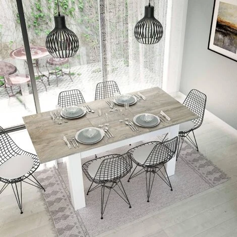 Table Extensible, Avec Structure Blanche Et étagère Couleur Chêne, Dimensions 140 X 78 X 90 Cm 7 Table Extensible, Avec Structure Blanche Et étagère Couleur Chêne, Dimensions 140 X 78 X 90 Cm – Image 5