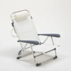Chaise Longue De Plage Transat Pliant Avec Accoudoirs Mer Gargano Couleur: Blanc -Homcomes Boutique 5914283 3