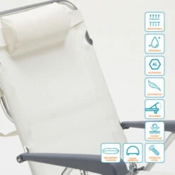 Chaise Longue De Plage Transat Pliant Avec Accoudoirs Mer Gargano Couleur: Blanc -Homcomes Boutique 5914283 5