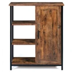 Buffet D'appoint 3 étagères Et Placard DAYTON Effet Vieilli Design Industriel -Homcomes Boutique 59481992 3