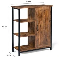 Buffet D'appoint 3 étagères Et Placard DAYTON Effet Vieilli Design Industriel -Homcomes Boutique 59481992 5