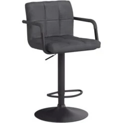 WOLTU 4 X Tabourets De Bar. Siège Bien Rembourré En Velours . Hauteur Réglable Pieds En Métal. Noir -Homcomes Boutique 60388160 3