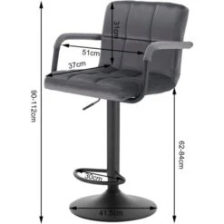 WOLTU 4 X Tabourets De Bar. Siège Bien Rembourré En Velours . Hauteur Réglable Pieds En Métal. Noir -Homcomes Boutique 60388160 4