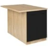 Ilot Central IVO 120 Cm Bois Façon Hêtre Portes Noires Avec Plan De Travail 2 Ilot Central IVO 120 Cm Bois Façon Hêtre Portes Noires Avec Plan De Travail -Homcomes Boutique 60618053 1