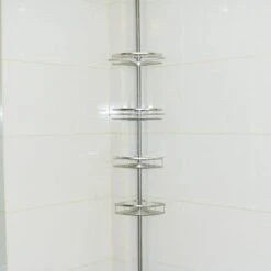 Aqrau Etagère De Douche Télescopique En Acier Inoxydable, Etagère D'angle Hauteur Réglable - 4 étagères(110-280cm ) -Homcomes Boutique 61270751 4