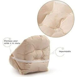 Coussin De Chaise Avec Dossier Siège Coquille Fauteuil Velours Douillet Elastique Impermeable Pour Chaise En Rotin Paille Jardin Beige 40 40 48cm -Homcomes Boutique 63874874 4