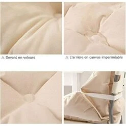 Coussin De Chaise Avec Dossier Siège Coquille Fauteuil Velours Douillet Elastique Impermeable Pour Chaise En Rotin Paille Jardin Beige 40 40 48cm -Homcomes Boutique 63874874 5