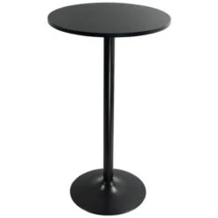 Table De Bar Ronde 60cm Table De Bistrot Table De Bar Table D'appoint - Noir 106cm H - KKTONER