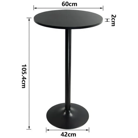 Table De Bar Ronde 60cm Table De Bistrot Table De Bar Table D'appoint - Noir 106cm H - KKTONER 3 Table De Bar Ronde 60cm Table De Bistrot Table De Bar Table D'appoint - Noir 106cm H - KKTONER â Image 2