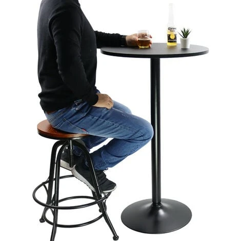 Table De Bar Ronde 60cm Table De Bistrot Table De Bar Table D'appoint - Noir 106cm H - KKTONER 5 Table De Bar Ronde 60cm Table De Bistrot Table De Bar Table D'appoint - Noir 106cm H - KKTONER â Image 4