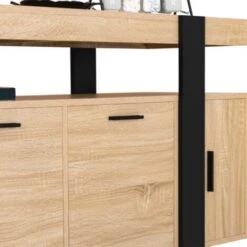 Buffet PHOENIX XL 4 Portes Bois Et Noir 140 Cm -Homcomes Boutique 64927591 5