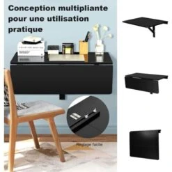 COSTWAY Table Pliante Cuisine/Table Rabattable Murale-Double Plateaux Pliable 80×60cm(L X L) Pour Entrée/Bureau/Cuisine-Noir 10 COSTWAY Table Pliante Cuisine/Table Rabattable Murale-Double Plateaux Pliable 80×60cm(L X L) Pour Entrée/Bureau/Cuisine-Noir -Homcomes Boutique 65695395 4