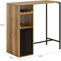 SoBuy FWT97-PF Table De Bar, Table Haute, Table à Manger, Table Pour Cuisine, Salle à Manger, Salon Avec Supports Pour Verres Et Bouteilles, Étagère Et 2 Compartiments -Homcomes Boutique 65894134 3