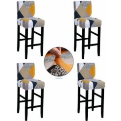 Housse De Chaise，Housse De Tabouret De Bar Imprimée En 4 Pièces FUIENKO