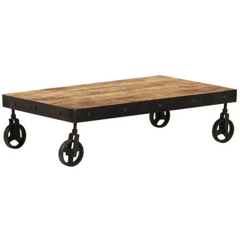 Table Basse Sur Roulettes Manguier Massif Foncé Stracco 5 Table Basse Sur Roulettes Manguier Massif Foncé Stracco – Image 3