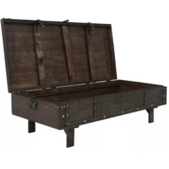 Table Basse Rectangulaire Bois Massif Foncé Recyclé Nova -Homcomes Boutique 66881160 4