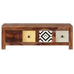 Table Basse Rectangulaire 4 Tiroirs Sesham Massif Foncé Balima -Homcomes Boutique 66901621 2