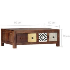 Table Basse Rectangulaire 4 Tiroirs Sesham Massif Foncé Balima -Homcomes Boutique 66901621 5