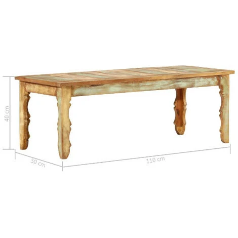Table Basse Rectangulaire Bois Massif Recyclé Clair Zingo L 110 Cm 6 Table Basse Rectangulaire Bois Massif Recyclé Clair Zingo L 110 Cm – Image 4