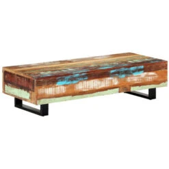 Table Basse Rectangulaire Bois Massif Recyclé Et Métal Noir Boust 3