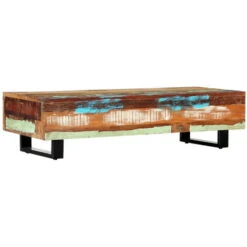 Table Basse Rectangulaire Bois Massif Recyclé Et Métal Noir Boust 3 -Homcomes Boutique 66902201 3