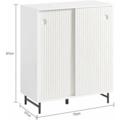 SoBuy FSB62-W Meuble De Rangement, Armoire à Chaussures, Meuble D'Entrée, Meuble De Rangement, Armoire Latérale, Buffet, Avec 2 Porte Coulissante, Blanc -Homcomes Boutique 67326369 3