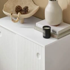 SoBuy FSB62-W Meuble De Rangement, Armoire à Chaussures, Meuble D'Entrée, Meuble De Rangement, Armoire Latérale, Buffet, Avec 2 Porte Coulissante, Blanc -Homcomes Boutique 67326369 4