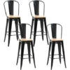 HOMCOM Lot De 4 Tabourets De Bar Industriel Avec Dossier Repose-pied Hauteur Assise 76 Cm Métal Panneaux Multicouches Imitation Bois Clair 1 HOMCOM Lot De 4 Tabourets De Bar Industriel Avec Dossier Repose-pied Hauteur Assise 76 Cm Métal Panneaux Multicouches Imitation Bois Clair -Homcomes Boutique 67376032 1