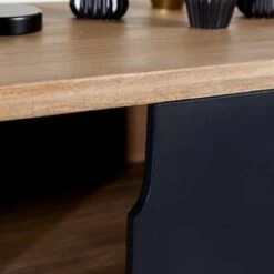 Buffet Enfilade Manguier 2 Portes Coulissantes Naturel Et Noir Hanko -Homcomes Boutique 67620278 4