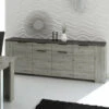 Buffet 4 Portes 2 Tiroirs Bois Gris/Béton - RIUCKO - L 220 X L 52 X H 80 Cm -Homcomes Boutique 67660237 1