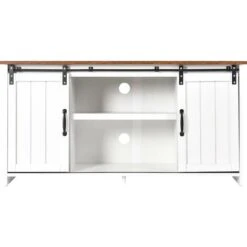 Buffet, Meuble De Rangement Avec étagères Réglables Et Portes Coulissantes Style Industriel, Pour Salle à Manger, Salon, 120x40x60,5cm, Blanc -Homcomes Boutique 68469353 3
