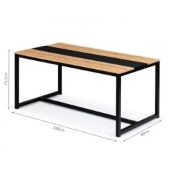 Table à Manger DOVER 8 Personnes Bande Centrale Noire Design Industriel 180 Cm 10 Table à Manger DOVER 8 Personnes Bande Centrale Noire Design Industriel 180 Cm -Homcomes Boutique 68489223 4