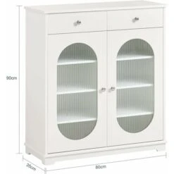 SoBuy FSB68-W Meuble à Chaussures, Meuble D'Entrée, Commode Meuble De Rangement, Armoire Latérale, Buffet, Avec 2 Tiroirs Et 2 Portes Vitrée, Blanc, 80 X 35 X 90 Cm -Homcomes Boutique 68566876 3