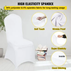 VEVOR Couverture Housses De Chaise Blanc élastique Pour De Mariage 50 Pièces -Homcomes Boutique 69342577 4