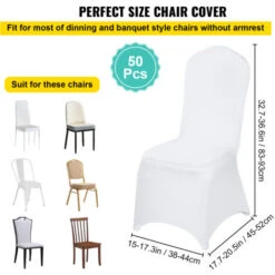 VEVOR Couverture Housses De Chaise Blanc élastique Pour De Mariage 50 Pièces -Homcomes Boutique 69342577 5
