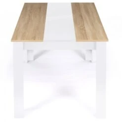 Table à Manger GEORGIA 8 Personnes Blanche Et Imitation Hêtre 160 X 90 Cm -Homcomes Boutique 69832313 4