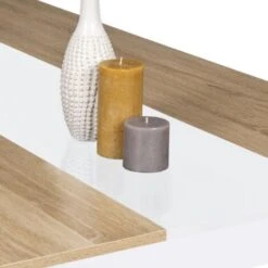 Table à Manger GEORGIA 8 Personnes Blanche Et Imitation Hêtre 160 X 90 Cm -Homcomes Boutique 69832313 5