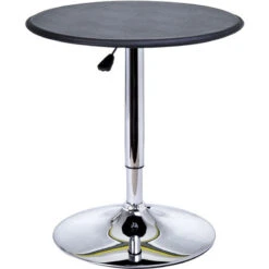 HOMCOM Table De Bar Table Bistro Chic Style Contemporain Table Ronde Hauteur Réglable 67-93 Cm Ø 63 Cm Plateau Pivotant 360° Métal Chromé PVC Noir