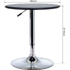 HOMCOM Table De Bar Table Bistro Chic Style Contemporain Table Ronde Hauteur Réglable 67-93 Cm Ø 63 Cm Plateau Pivotant 360° Métal Chromé PVC Noir -Homcomes Boutique 7030228 3